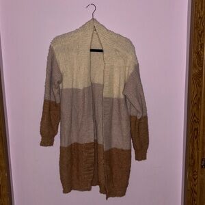 Tricolor long sleeve cardigan, very soft, size XL, brand is “BiBi” never worn